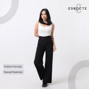 Alternative view of ESROCTE Naura Pants | Celana Kulot Jeans High-Waist Wanita –Hitam– 26–38 (NEW SIZE)