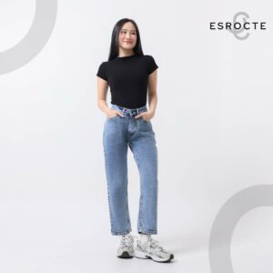 ESROCTE Aurea Pants | Celana Mom Jeans High-Waist Wanita –Blue Snow– 26–38 (NEW SIZE)