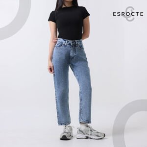 ESROCTE Aurea Pants | Celana Mom Jeans High-Waist Wanita –Blue Snow– 26–38 (NEW SIZE) - Gambar 5