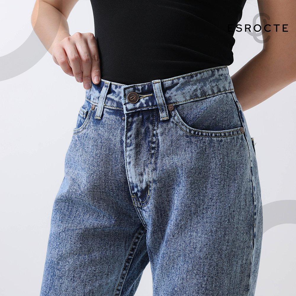 ESROCTE Aurea Pants | Celana Mom Jeans High-Waist Wanita –Blue Snow– 26–38 (NEW SIZE) - Gambar 6