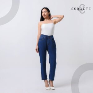 ESROCTE Aurea Pants | Celana Mom Jeans High-Waist Wanita –Navy– 26–38 (NEW SIZE) - Gambar 5