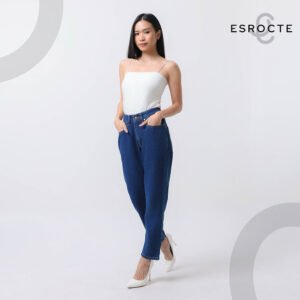 ESROCTE Aurea Pants | Celana Mom Jeans High-Waist Wanita –Navy– 26–38 (NEW SIZE) - Gambar 6