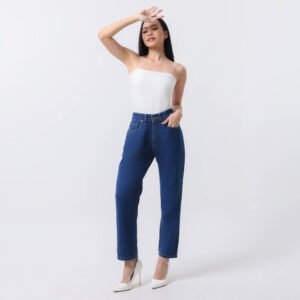 ESROCTE Aurea Pants | Celana Mom Jeans High-Waist Wanita –Navy– 26–38 (NEW SIZE) - Gambar 7