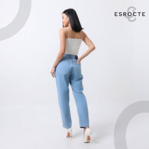 ESROCTE Aurea Pants | Celana Boyfirend Mom Jeans Wanita High-Waist –Biru Folder– 26–38 (NEW SIZE) - Gambar 4