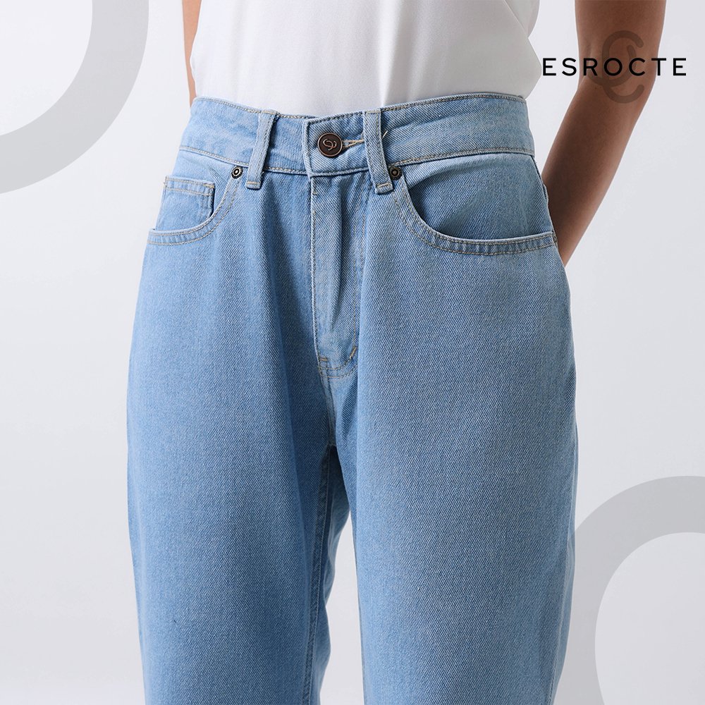 ESROCTE Aurea Pants | Celana Boyfirend Mom Jeans Wanita High-Waist –Biru Folder– 26–38 (NEW SIZE) - Gambar 8