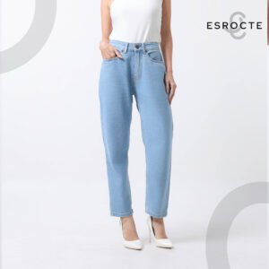 ESROCTE Aurea Pants | Celana Boyfirend Mom Jeans Wanita High-Waist –Biru Folder– 26–38 (NEW SIZE) - Gambar 3