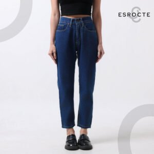 ESROCTE Rhea Pants | Celana Mom Jeans dengan Karet Belakang High-Waist Wanita –Navy– 26–38 (NEW SIZE) - Gambar 3