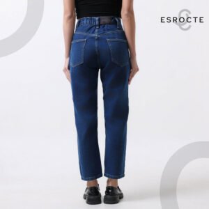 ESROCTE Rhea Pants | Celana Mom Jeans dengan Karet Belakang High-Waist Wanita –Navy– 26–38 (NEW SIZE) - Gambar 7
