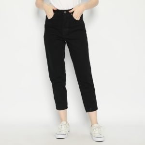 ESROCTE Celana Boyfriend High Waist Mom Jeans Wanita P19 - Hitam 26-38
