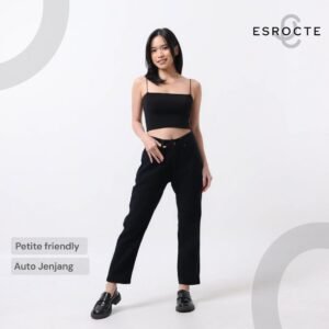 ESROCTE Aurea Pants | Celana Mom Jeans High-Waist Wanita –Hitam– 26–38 (NEW SIZE)