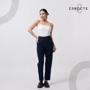 ESROCTE Aurea Pants | Celana Mom Jeans High-Waist Wanita –Navy Retro– 26–38 (NEW SIZE) - Gambar 6