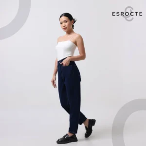 ESROCTE Aurea Pants | Celana Mom Jeans High-Waist Wanita –Navy Retro– 26–38 (NEW SIZE) - Gambar 5