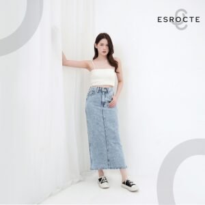Alternative view of ESROCTE Rok Skirt Rubber Mid Waist Panjang Jeans Wanita P84 - Blue Snow 26-38